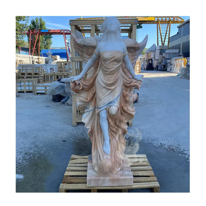 Outdoor Decoration Life Size Weeping Angel Statues Marble Stone Carving