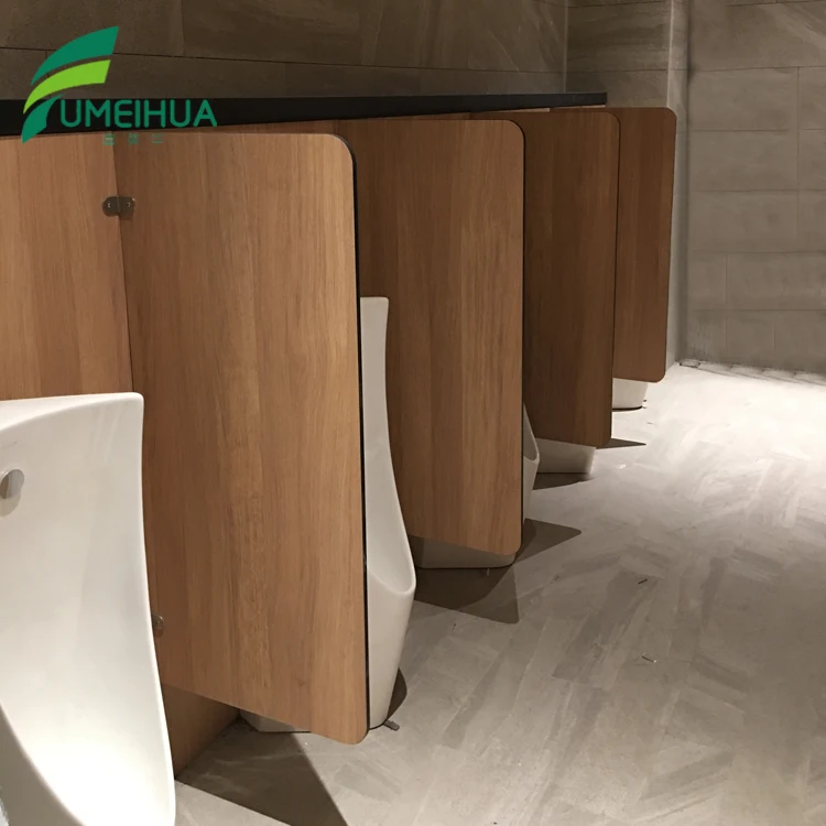 Waterproof Compact Laminate Toilet Cubical Partitions Wood Bathroom