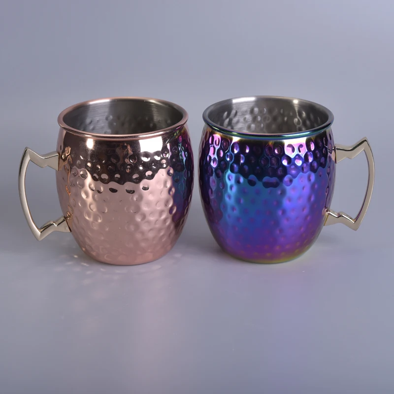 Beaten Stainless Steel Gold Mug Candle Jars Soy Wax Home Decor