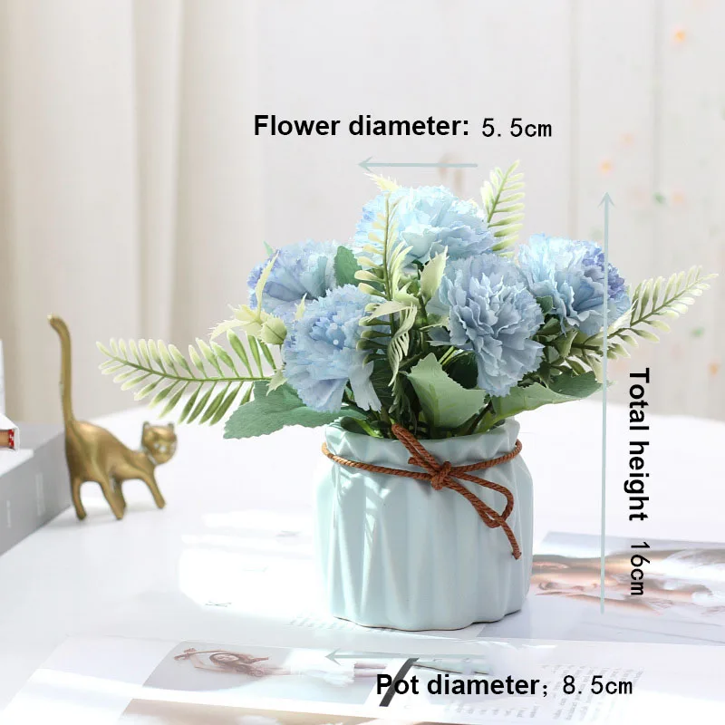 Drea Cheap Wholesale Artificial Flower Carnations With Ceramic Pots