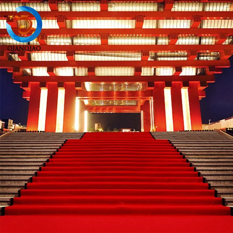 Red color felt rugs fabric bright red exhibition carpet roll