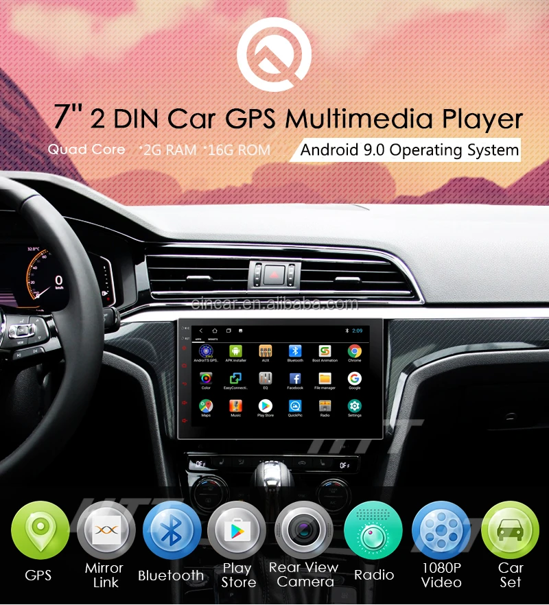 Double Din 2g+16g Android 9.0 Gps Car Radio Player 7 Inch Bluetooth