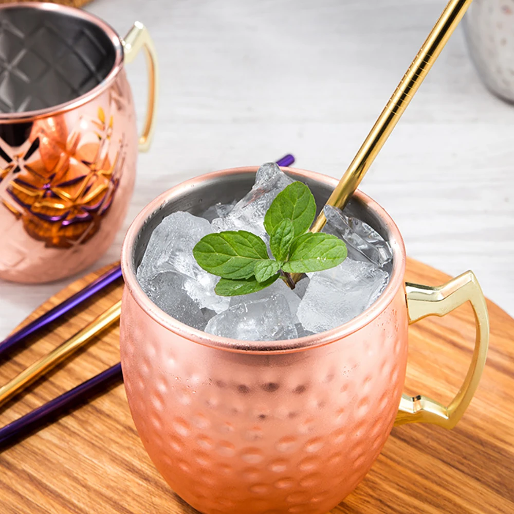 Amazon Hot Sale 2020 Home Bar Drinkware Copper Plated Cocktail Cups 304 Stainless Steel Mug 16oz Copper Beer Moscow Mule Cupg