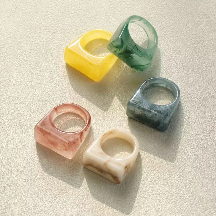 Alibaba Custom Rings New Arrival 2026 Dome Shape Transparent Acrylic Resin Rings Exaggerated ...