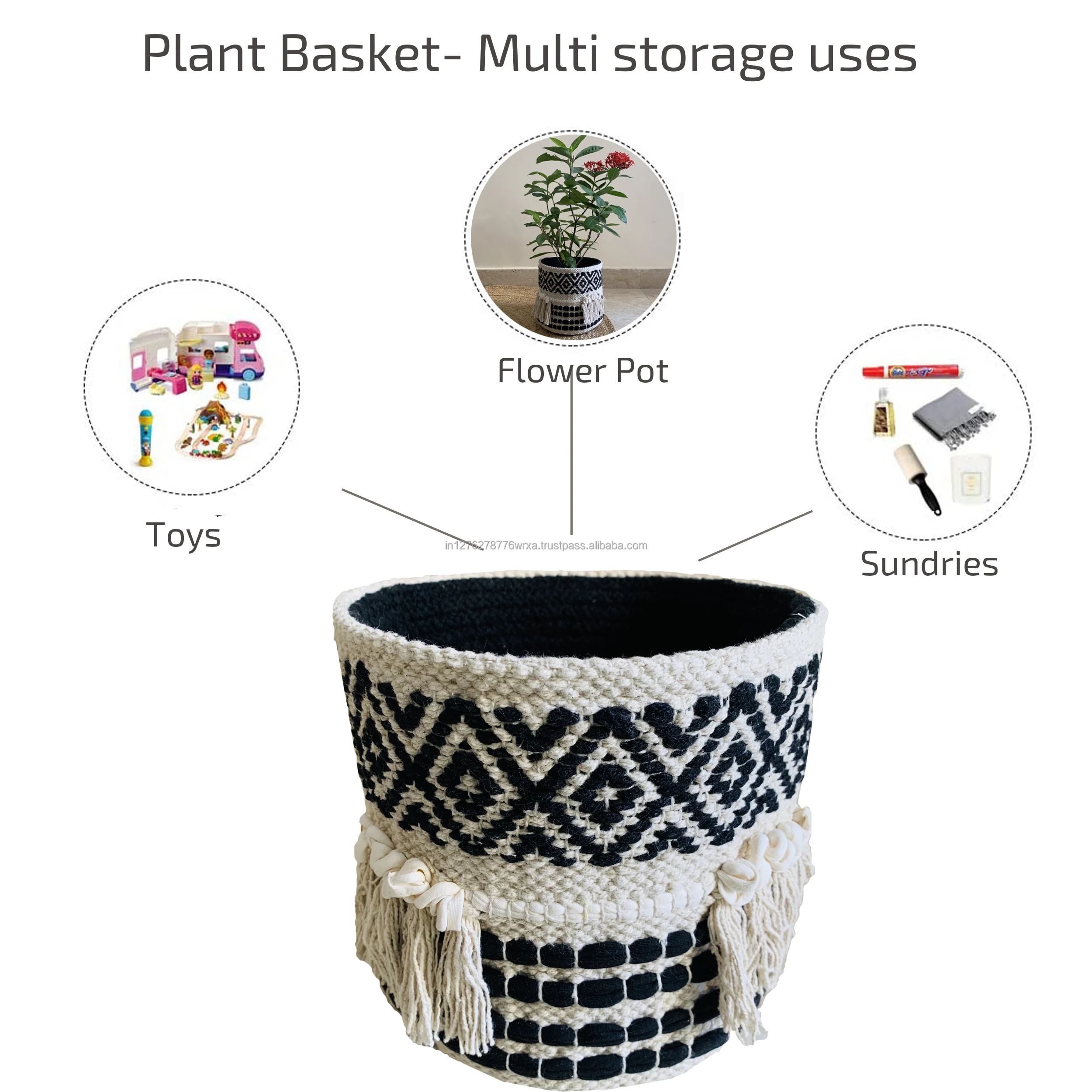 Nature4u Boho Hand Woven Plant Basket Modern Woven Basket For 47