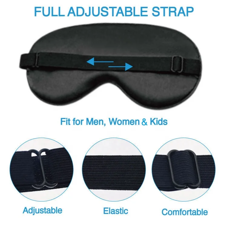 Amazon Hot Sell Satin Silk Adjustable Straptravel Sleeping Eye Mask