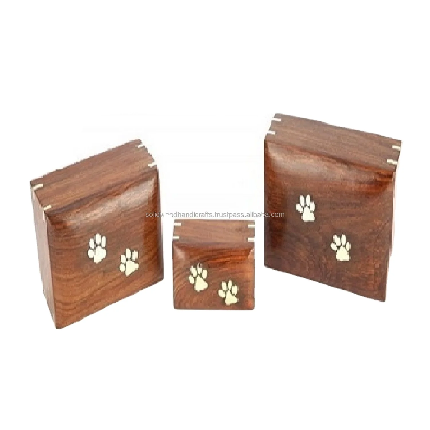 Wooden Handmade Paw Prints Heart Shape Small Pet Cremation Urn Wooden ...