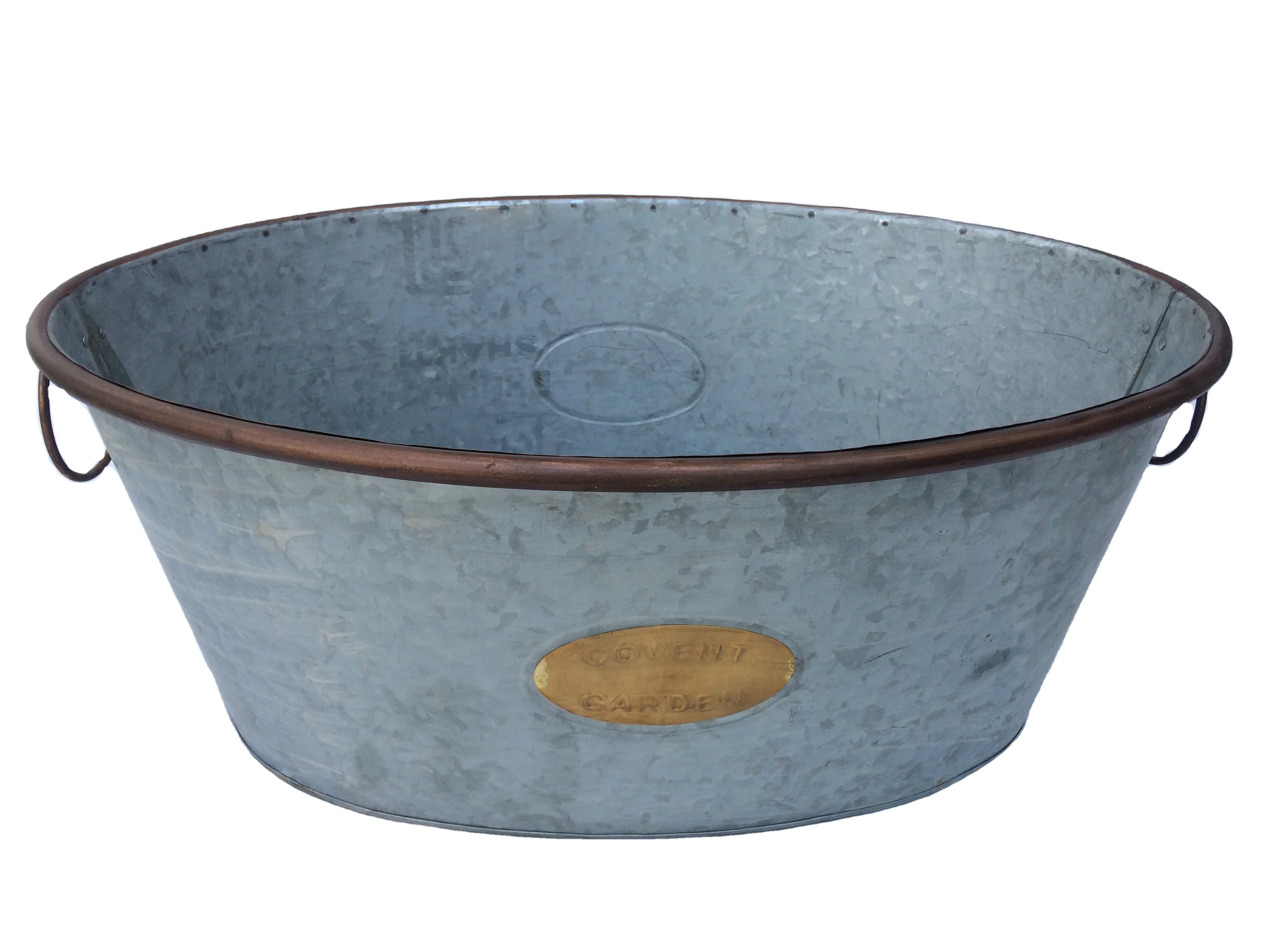 Ice Bucket Beverage Tub In Modern Copper Antique Galvanized Metal New