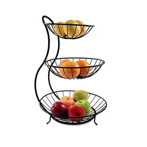 3 Tier Steel Fruit And Vegetable Basket For Kitchen Basket For Dining