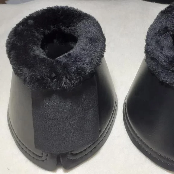 Customized Top Selling Neoprene Horse Bell Boot With Flap And Mink Fur