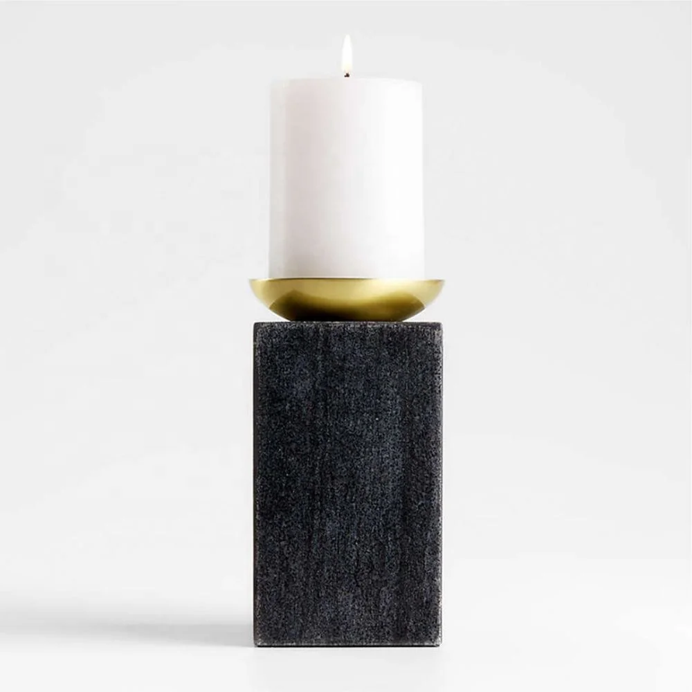 Dazzling Designed Solid Marble Base With Metal Plate At Top Candle