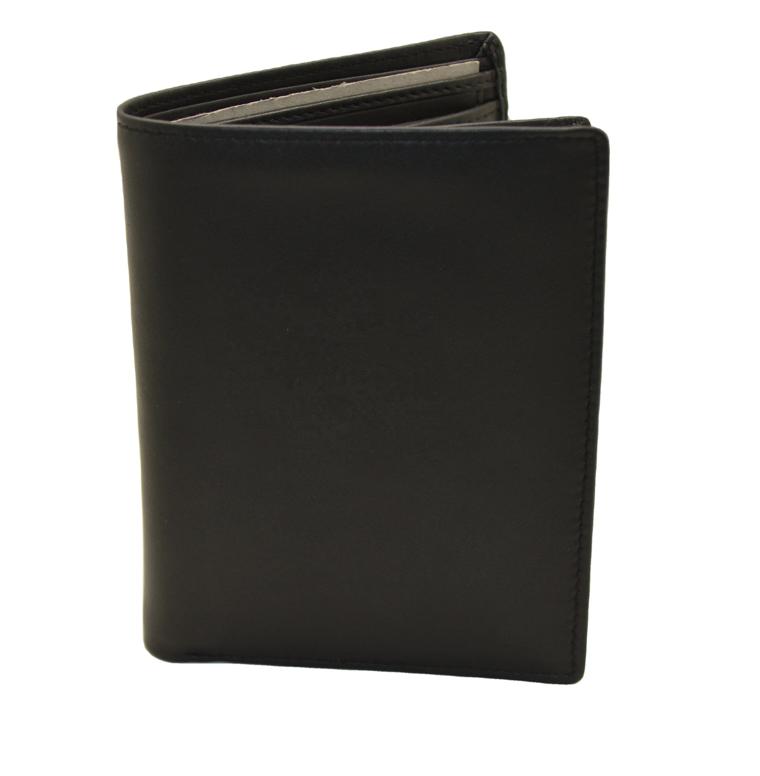 High Quality Short Slim Genuine Leather Men's Vertical Wallet Bifold