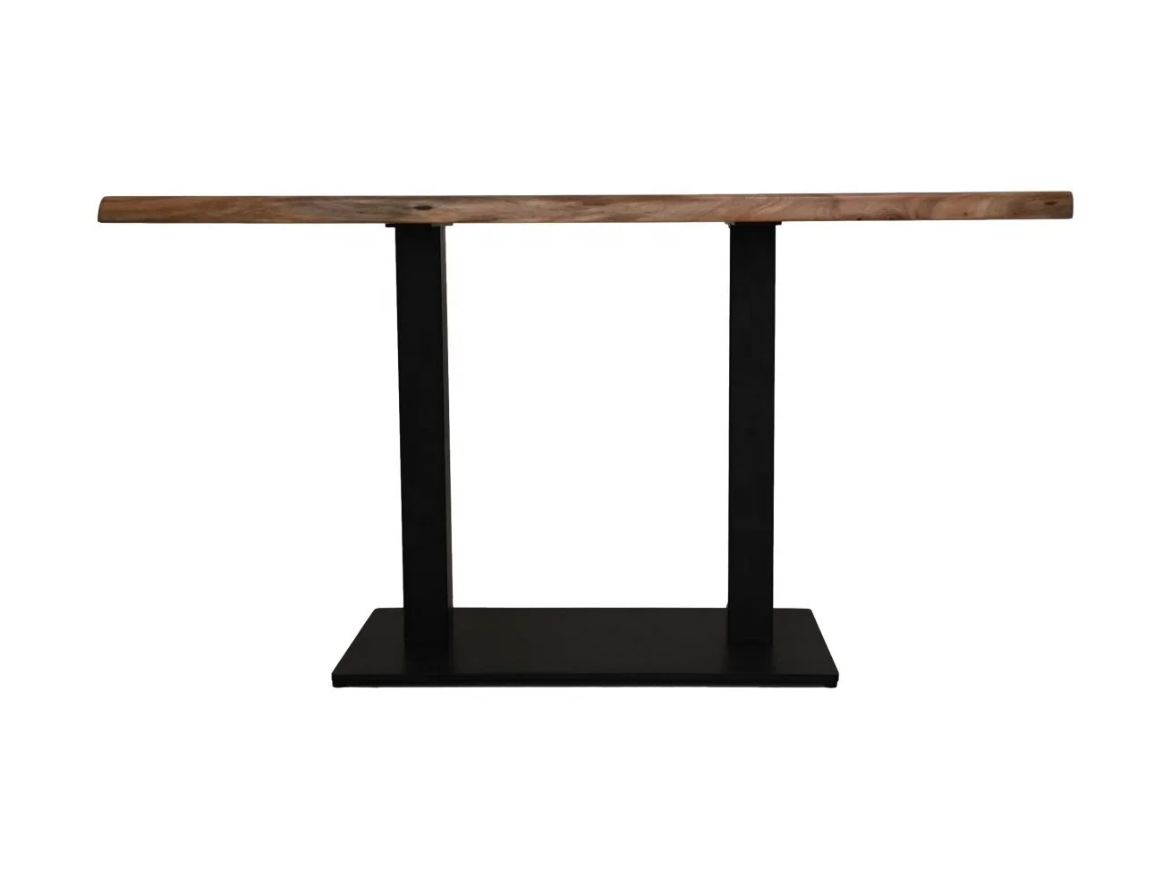 Minimalist Vintage Industrial Cafe Table With Solid Wood Live Edge Top