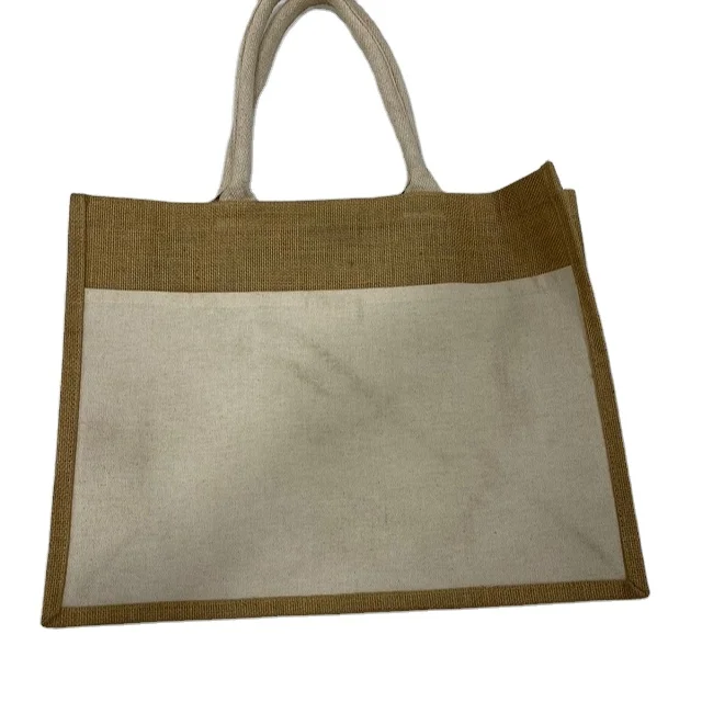 Jute Shopper Bag Heat Transfer Print With Outer Pocket Designs Sizes
