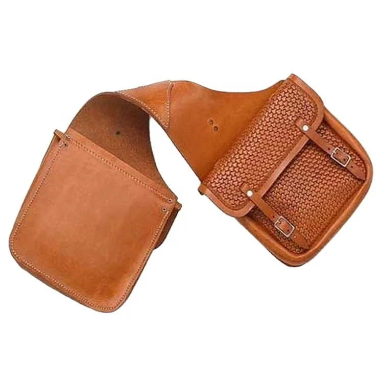 Tasmiya Enterprises Premium Quality Elegantly Hand Tooled Horse Saddle Leather Bag Horse Riding
