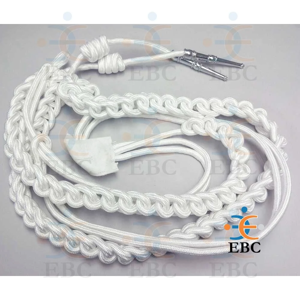 Oem Band Aiguillette Black Silk With Chrome Brass Alloy Tips High