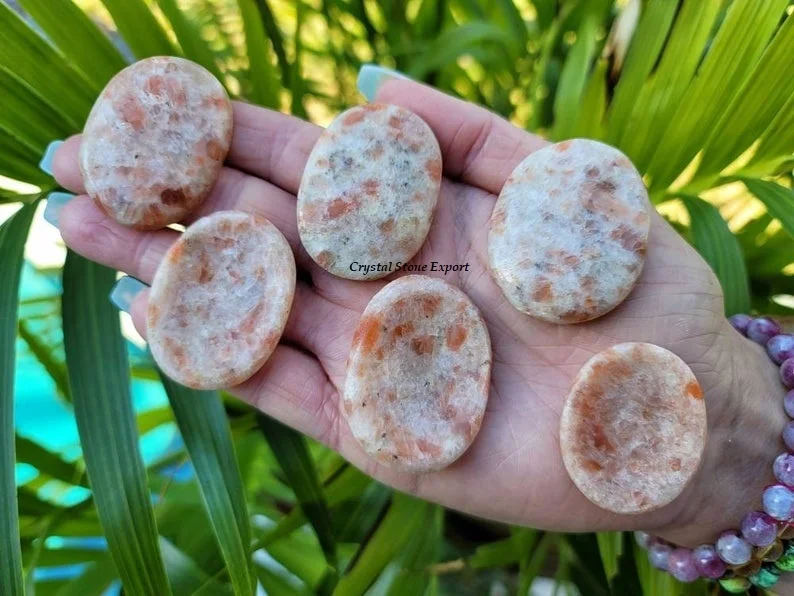 Natural Sunstone Worry Stones Thumb Crystal Worry Stone Bulk Buy