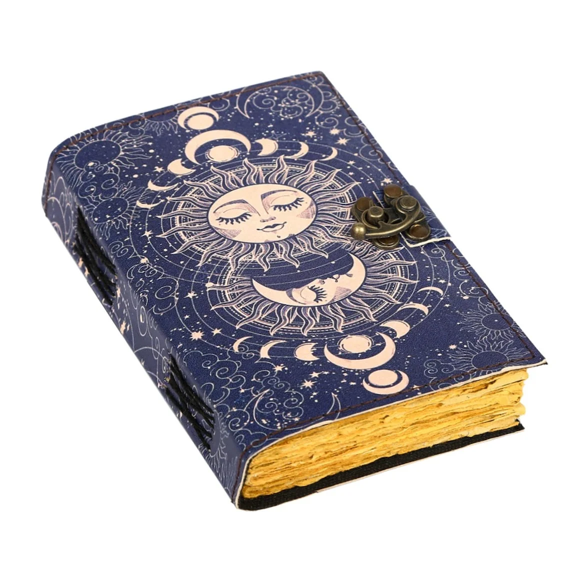 Sun and Moon Print Vintage Leather Journal Grimoire Leather Journal ...