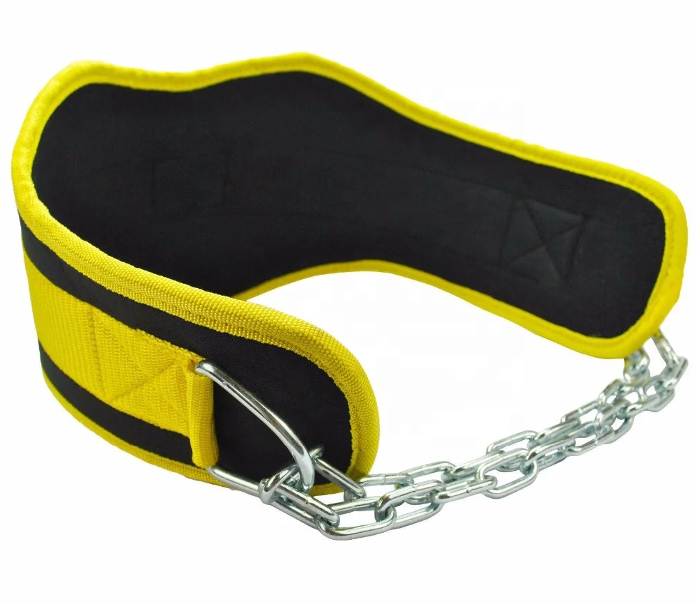 Gaf Weightlifting Dip Belt Neoprene Gym Support Straps Wraps With Chain