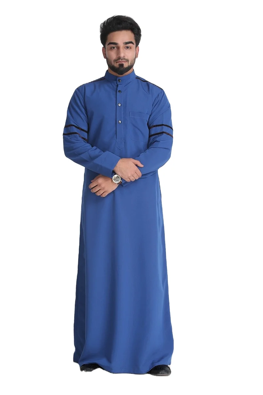 Plain White Thobe Islamic Man Thobe New Design Long Sleeves Saudi Arab ...