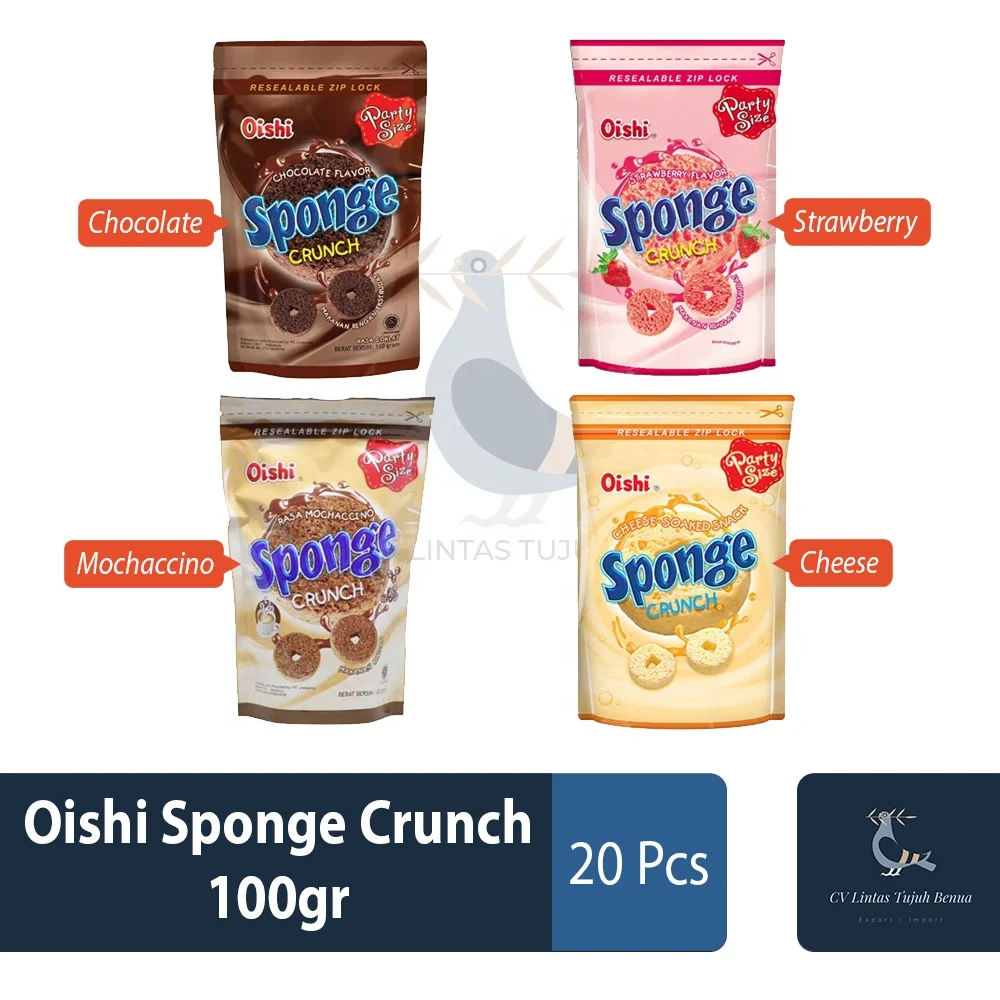 Oishi Sponge Crunch 100gr Chocolate Flavor Round Sponge Shape Puffs ...