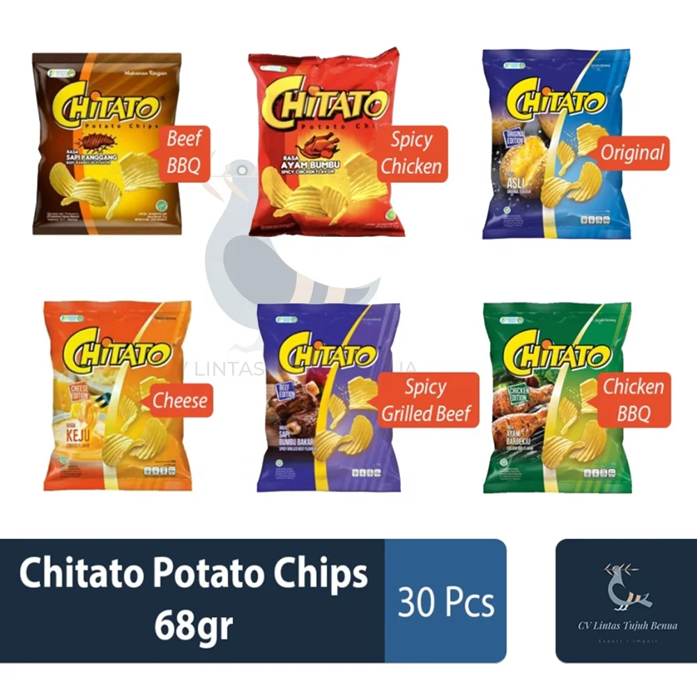 Chitato Potato Chips Snack 68gr Chicken Bbq Authentic Flavor Crispy Salty Wavy Cut Potato Chips