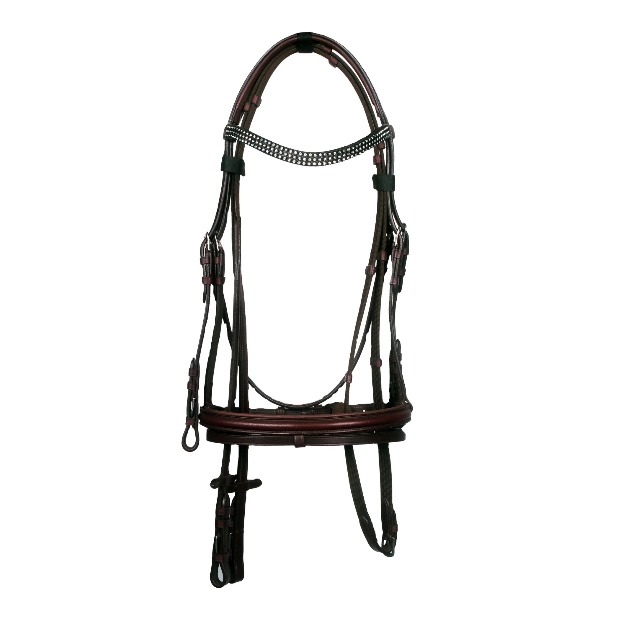 Luxury Soft Padded Leather Equestrian Horse Bridle With Crystallized Brow Band Top Wholesale