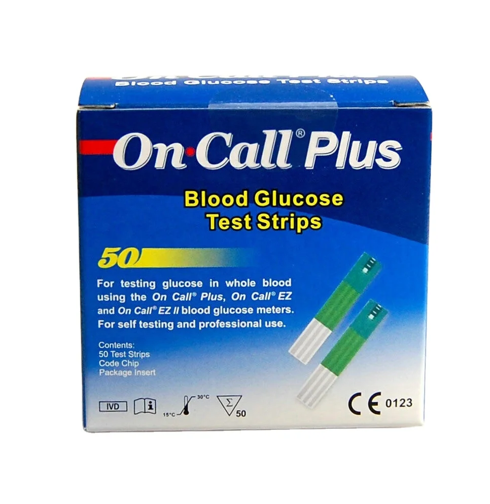 On Call Plus Blood Glucose Test Strips 50 Pack Testing Strips For ...