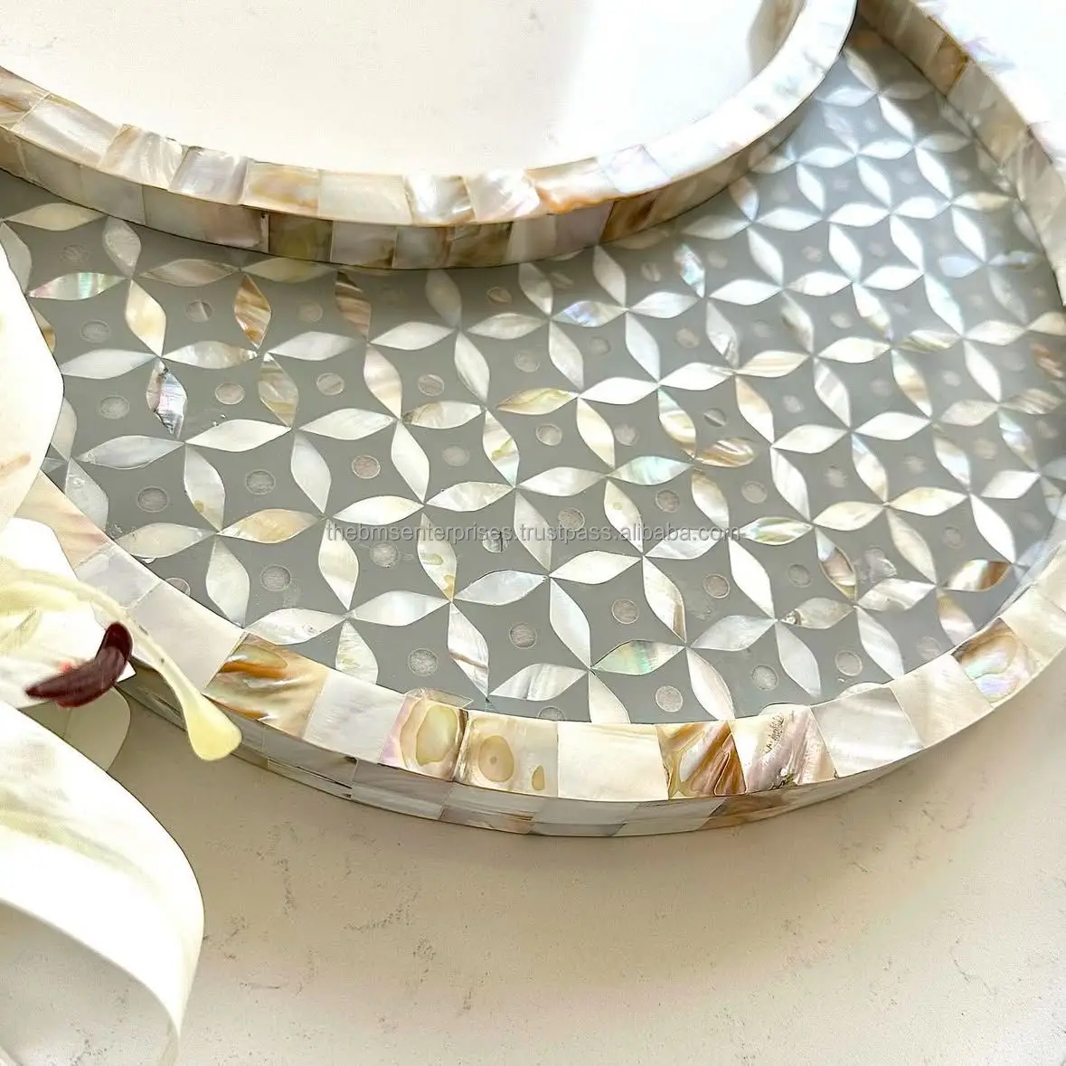 Artistic eye catching capiz shell inlay tray in best quality and best ...
