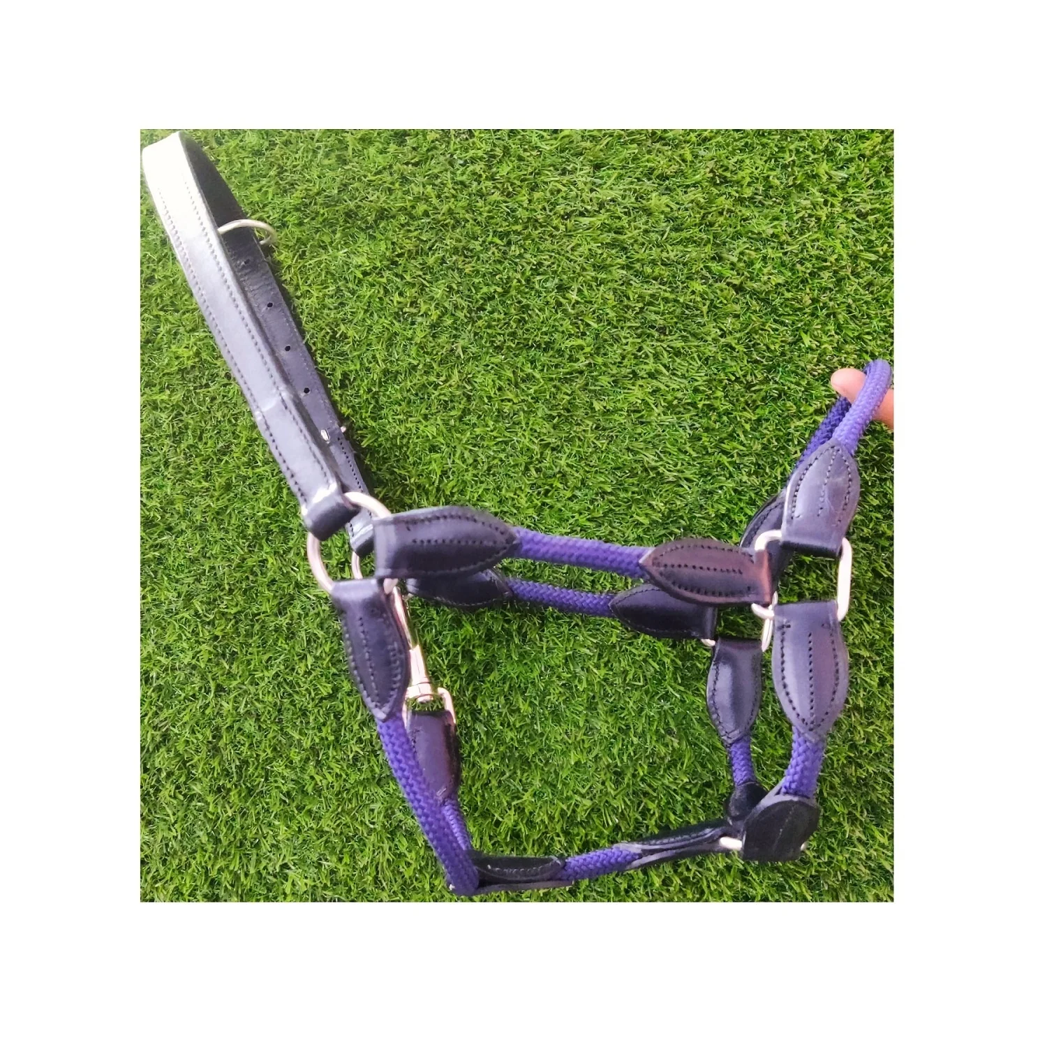 Leather Horse Halter Rope Halter With Leather Hybrid Halter Rope