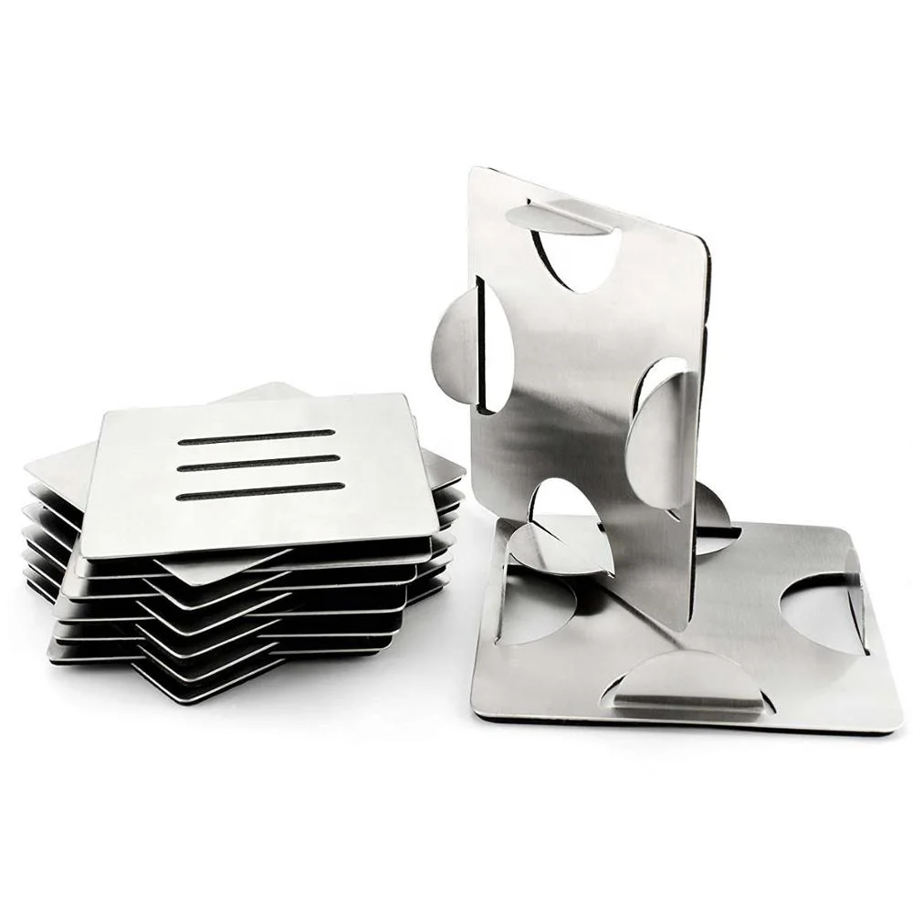 Dios Stainless Steel Square Metals Drink Coaster With Holder - Buy ...