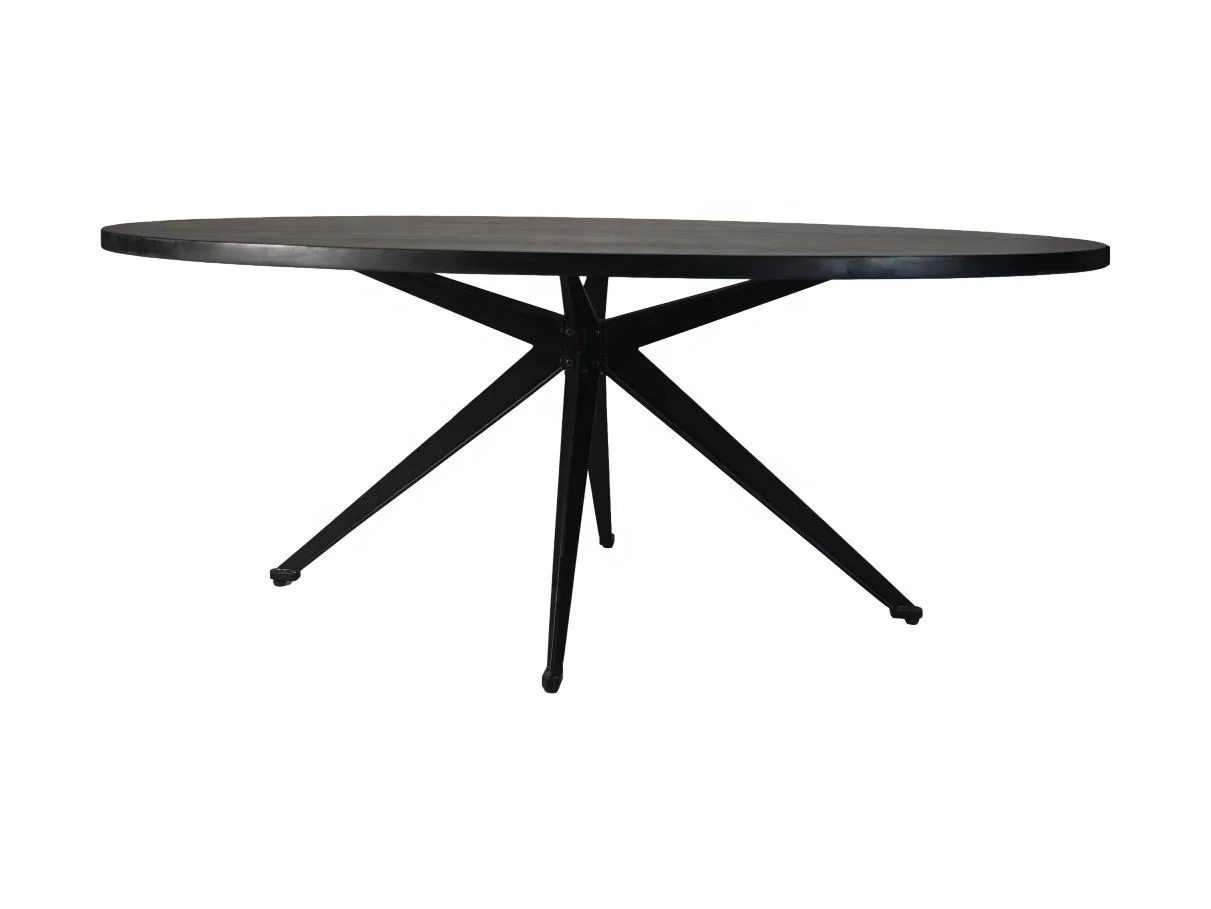 Modern Luxury Industrial Oval Shape Black Finish Dining Table With ...