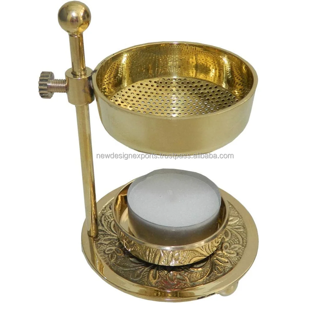 Brass Incense Burner Charcoal Burner With Mesh Lobaan Burner Adjustable