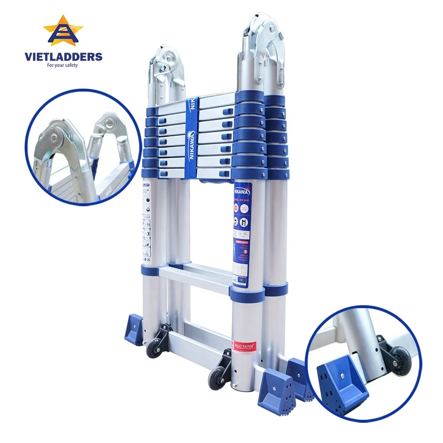 The Ultimate 2x8 Steps Double Telescopic Aluminum Ladder For Elevated