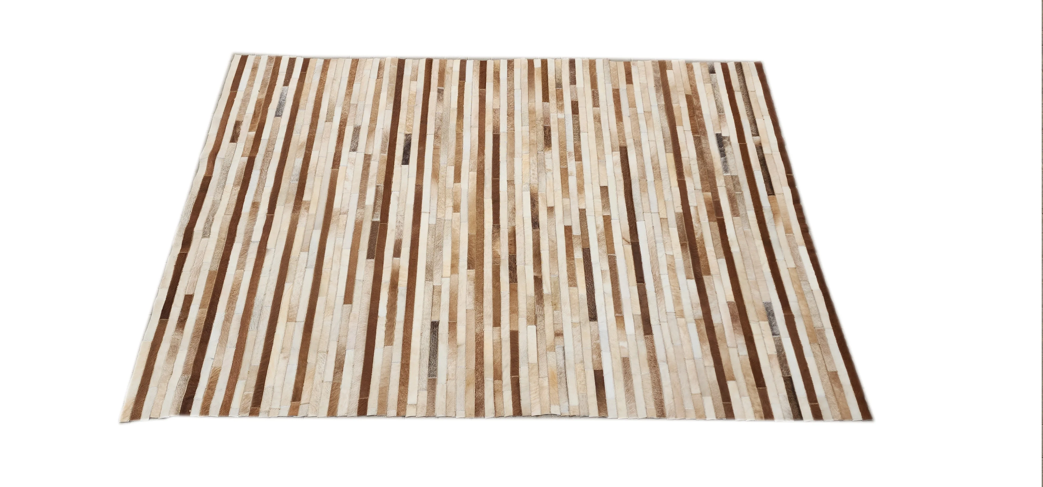 Akibaba Rug Modern Striped Cowhide Patchwork Rug Multi-Color Dyed Hair On Leather ...