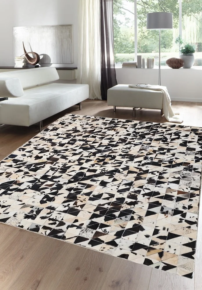 New Modern Design Natural Black And White Color Real Cowhide Fur