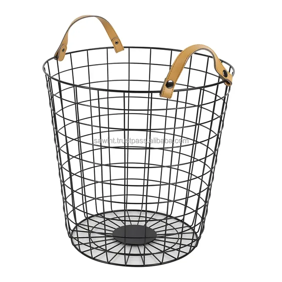 Metal Golden Wire Bathroom Storage Organizer Basket Bin Rustic Vintage