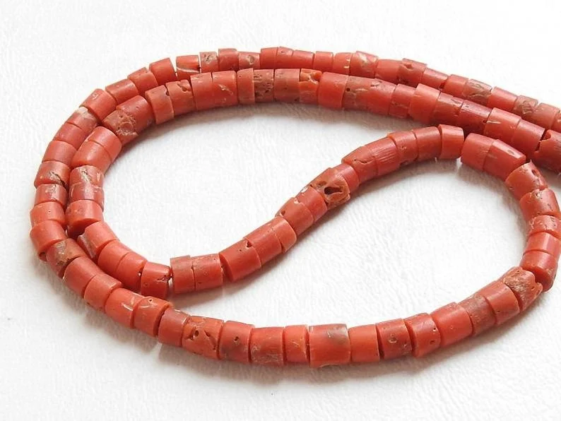 Italian Red Coral Smooth Heishi Tyre Beads For Making Jewelry