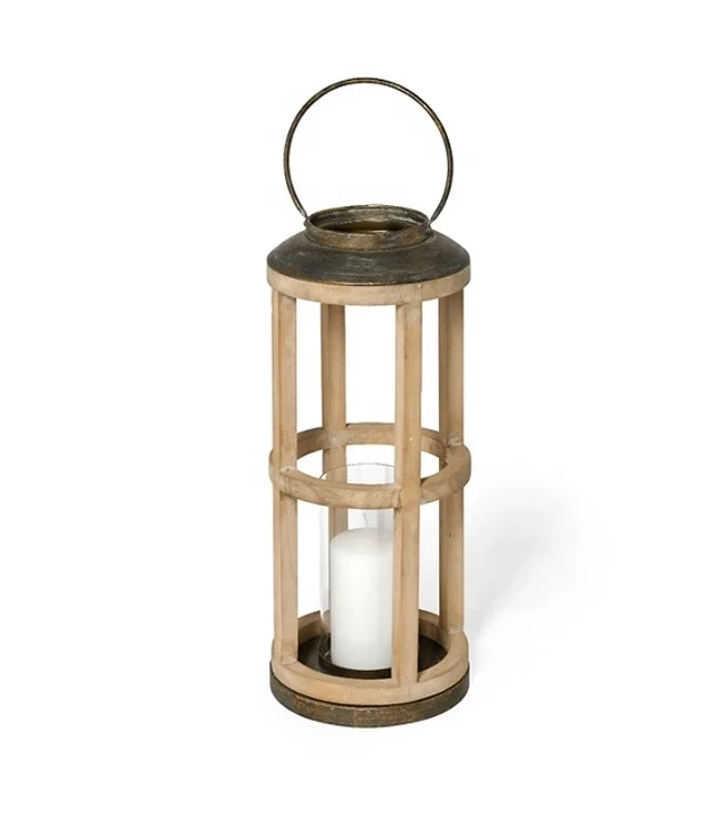 White Color Simple But Modern Designed Wooden Lantern Home Decor Candle Holder With Jute Rope
