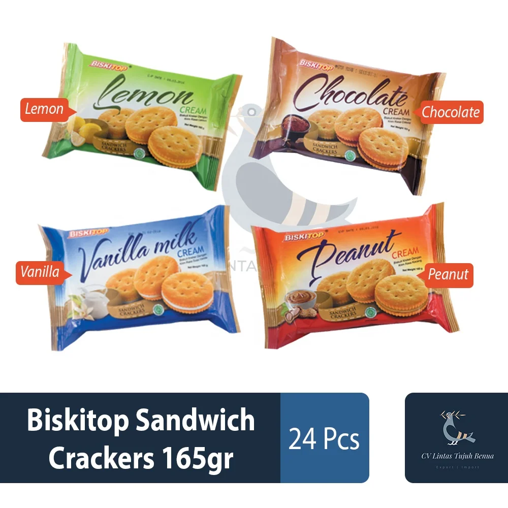 Biskitop Sandwich Crackers 165gr Lemon Citrusy And Sweet Flavor Unique
