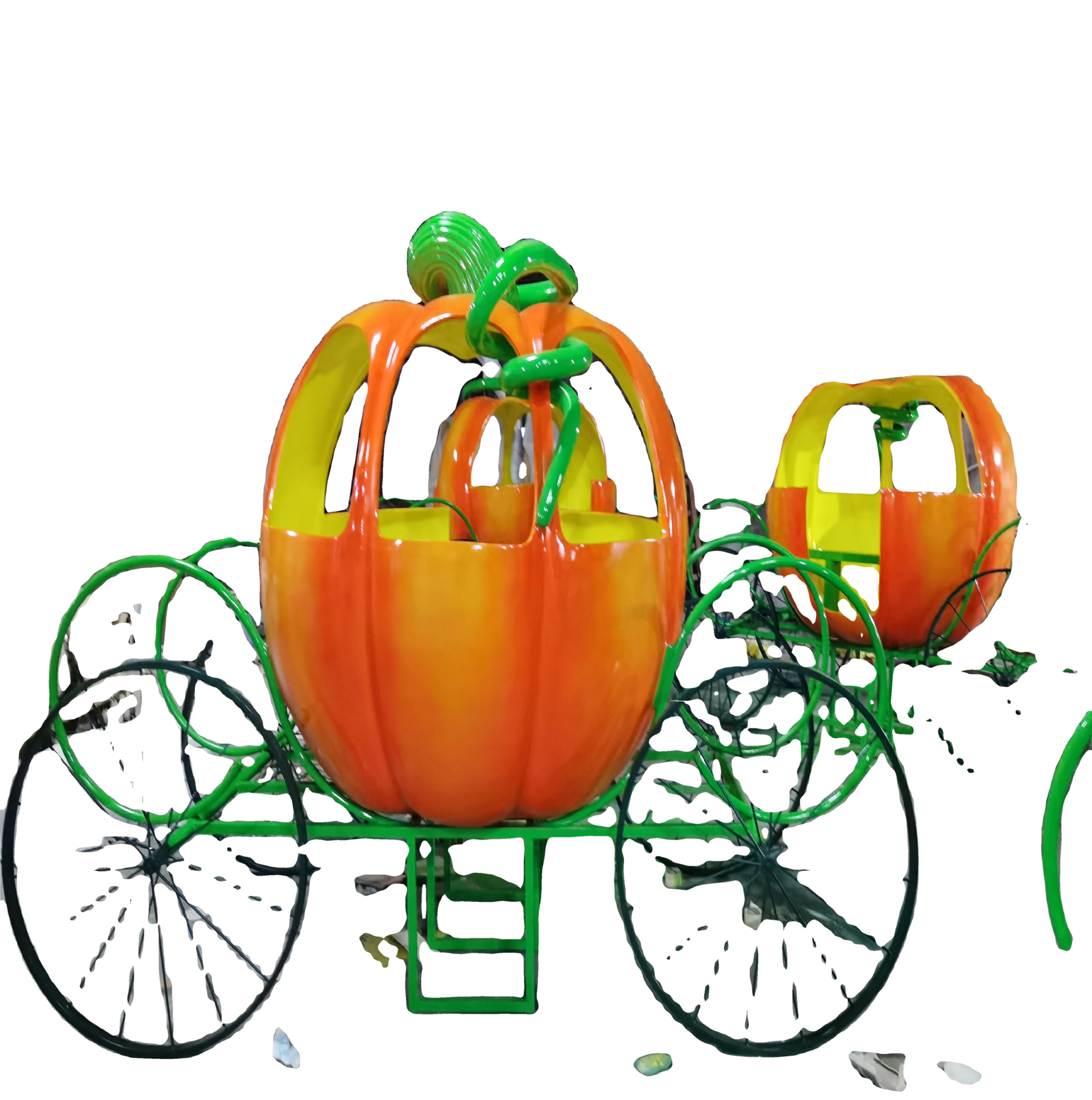 Life Size Pumpkin Carriage Fiberglass Decoration for Outdoor