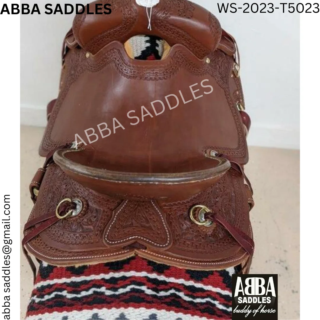 Hand Carved Western Saddle Best Quality Handmade Customized Color