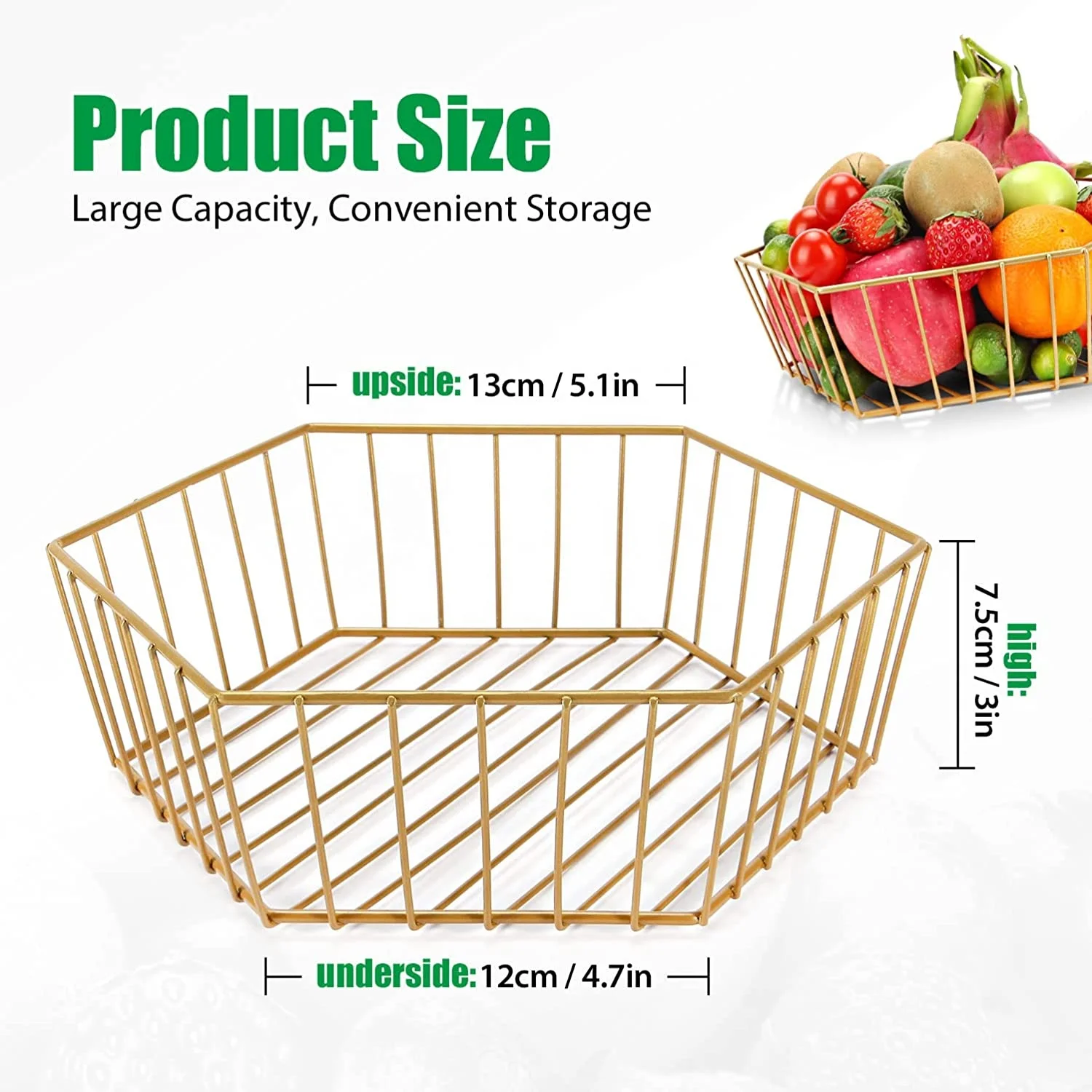 Hexagonal Shaped Large Capacity Fruit Basket Creative Designed Tabletop Decor Kichen Essential