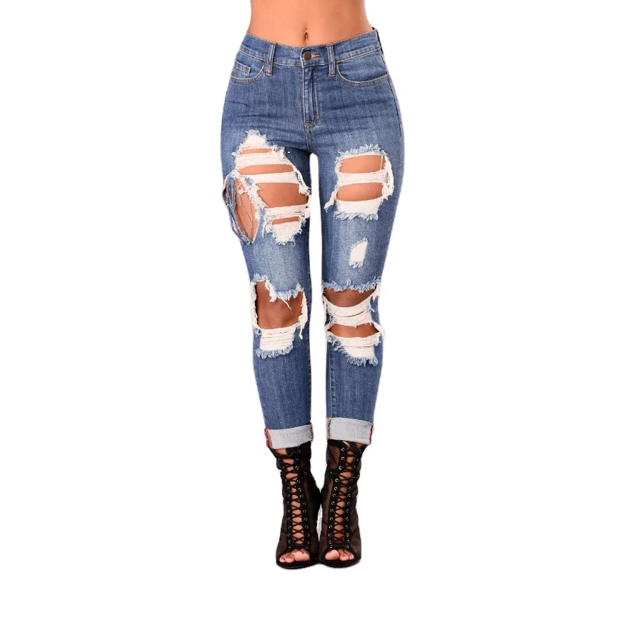 New Arrival Jeans 2024 New Stretch Ripped Women's Straight Leg Stretch