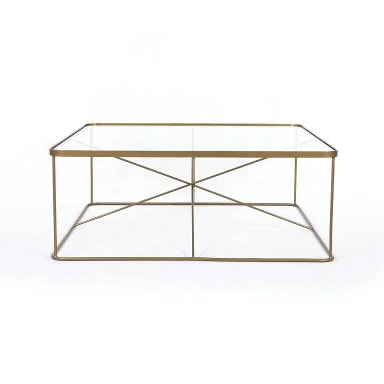 Modern Glass Center Table Metal Stand And Glass Top Center Table