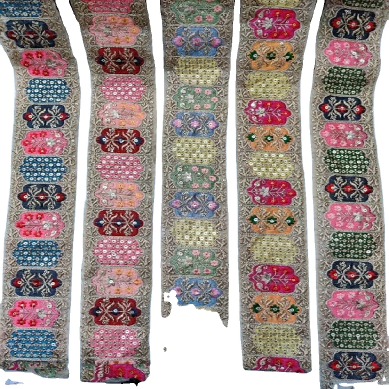 Custom Made Embroidered Floral Ribbon With Mini Embroidered Flowers In