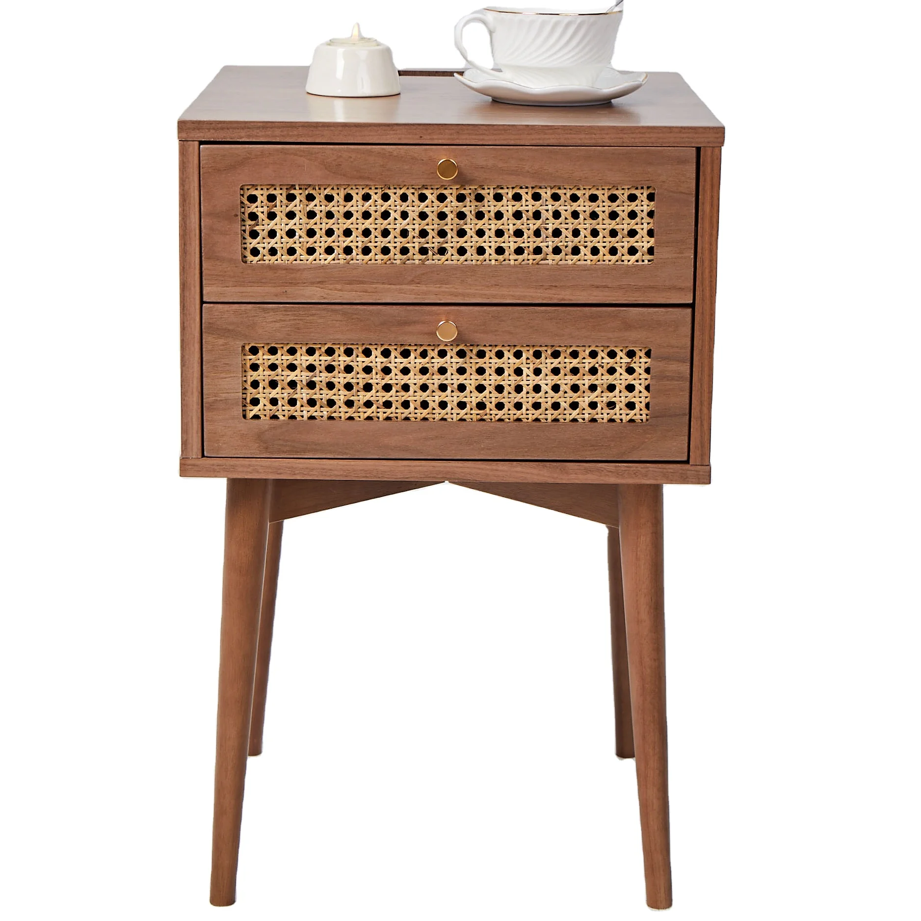 Modern Luxury Minimalist Pedestals Bedroom Night Table Stand Rattan