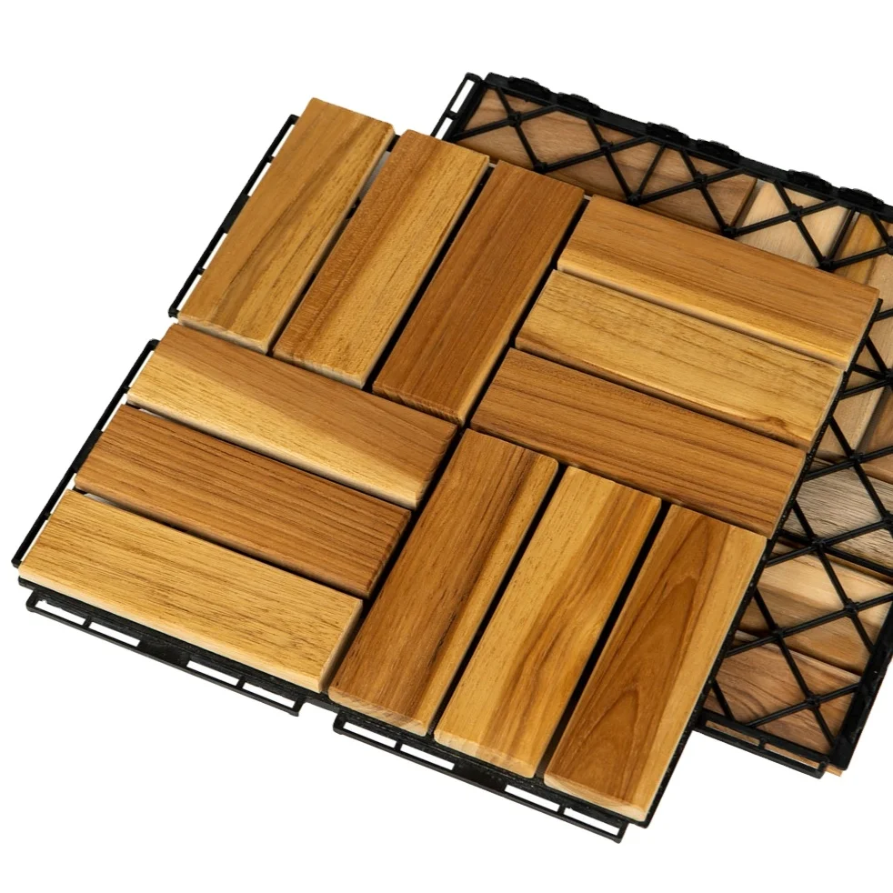 Acacia/teak Wood Interlocking Decking Tiles For Flooring/ Outdoor
