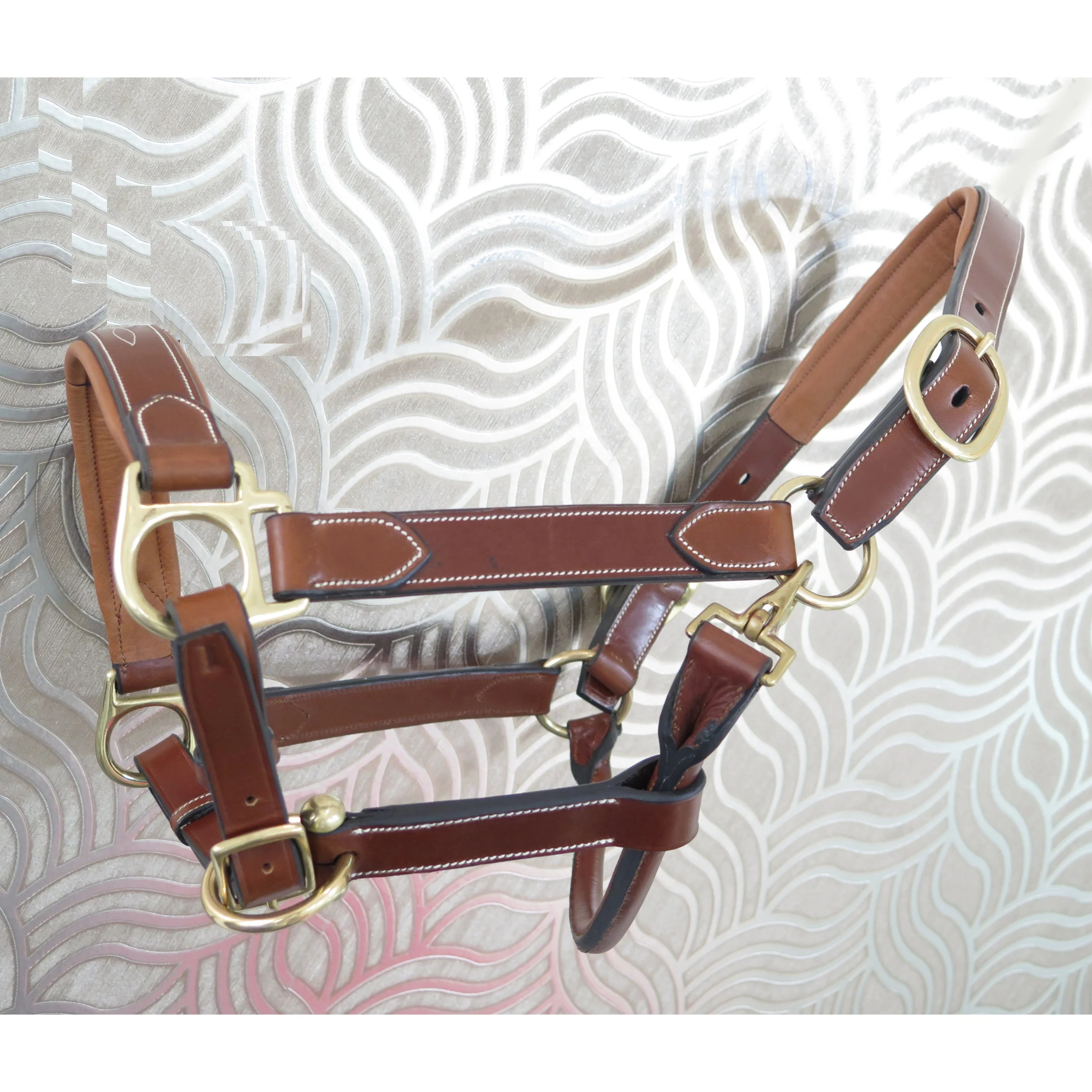 Real Leather Fancy Stitch Anatomic Padded Horse Halter In Available