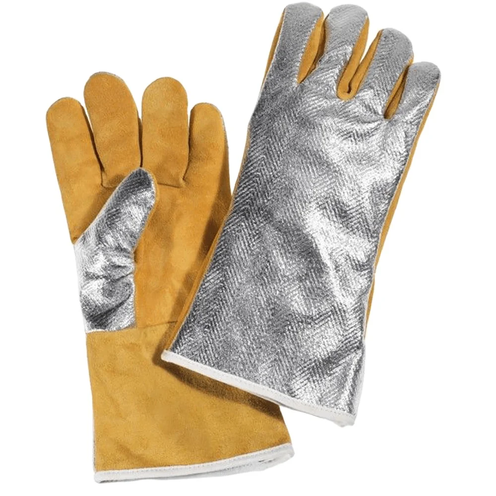Metal Smelting Glove Welding Hand Shield Pad - High Temp Heat Guard With Split Cowhide Leather & Aluminized Back For Boiler Work Heat Shield Pad